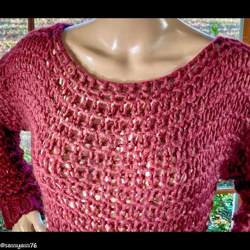▪️ANTHRO▪️MOTH▪️Italian Mohair Blend Color Block Oversized Open Knit Sweater - Picture 2 of 5